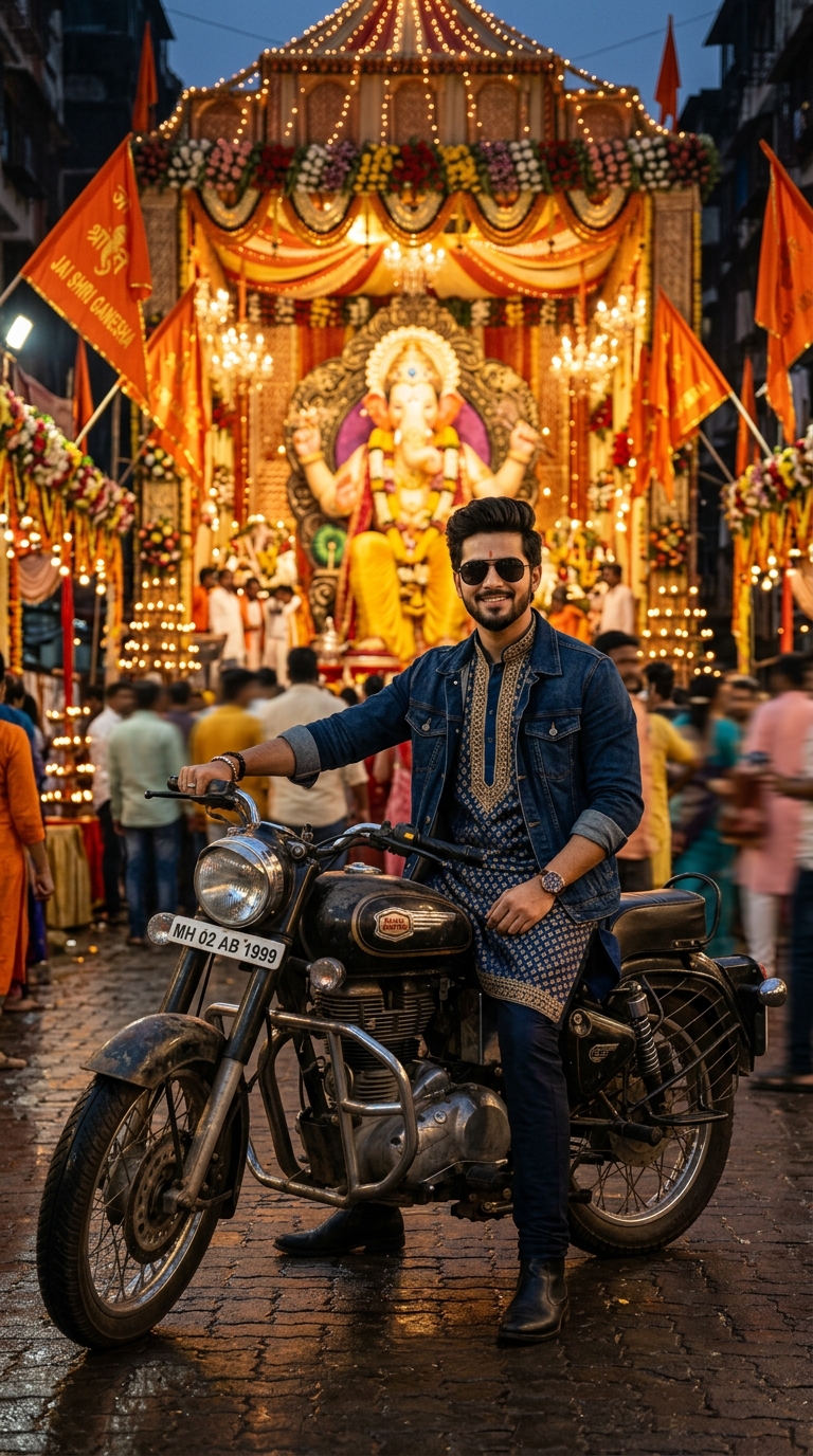 Anup Sagar AI Photo Stylish Boy - 3D Royal Kurta & Bullet Bike DP
