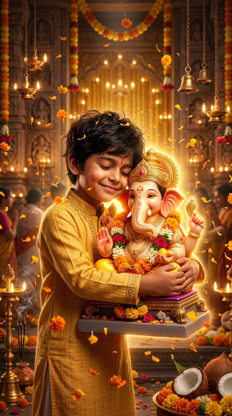 Ganpati Bappa Hug AI Prompt - 3D Viral Video & Photo Editing